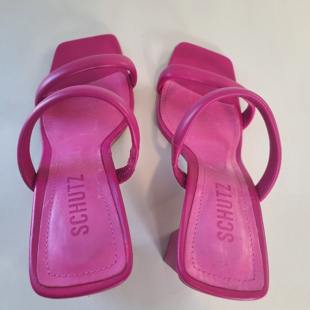 SCHUTZ Ully Nappa Leather Sandals in Hot Pink - Picture 6 of 12